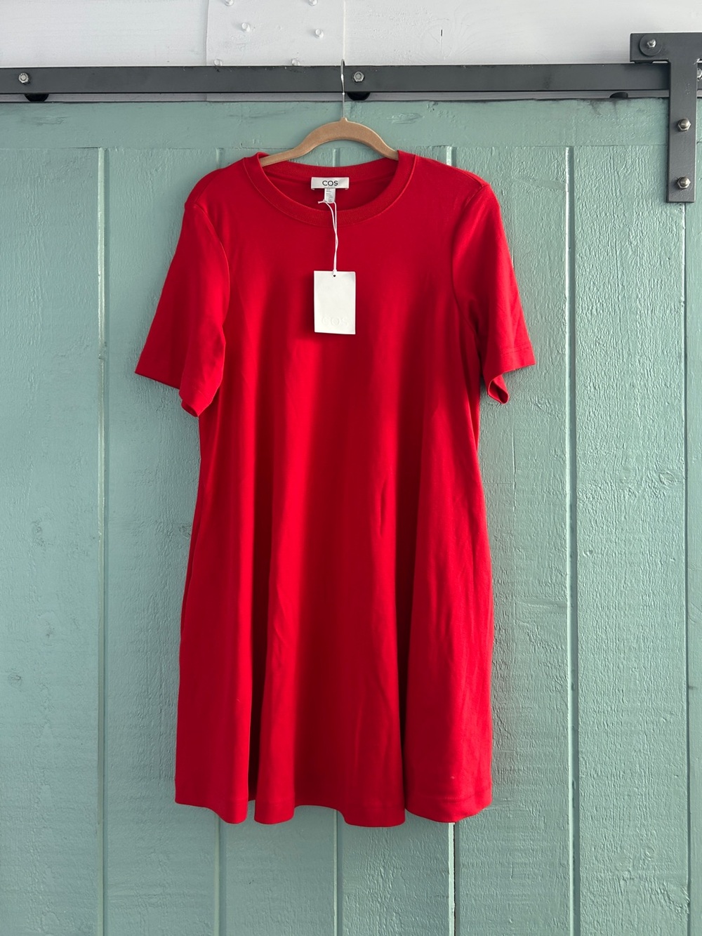 Nwt COS 100% Cotton A-Line Mini Shirt Dress XS 0 2 4 6 Womens Red
